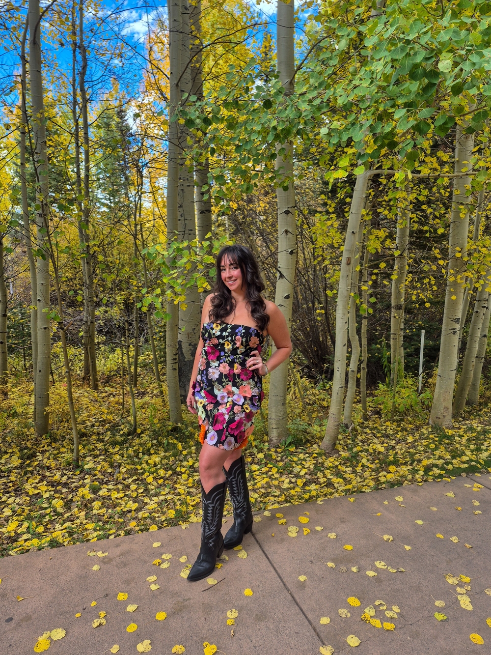 Endless Rose Black Floral Strapless Mini Dress with Multicolor Blooms
